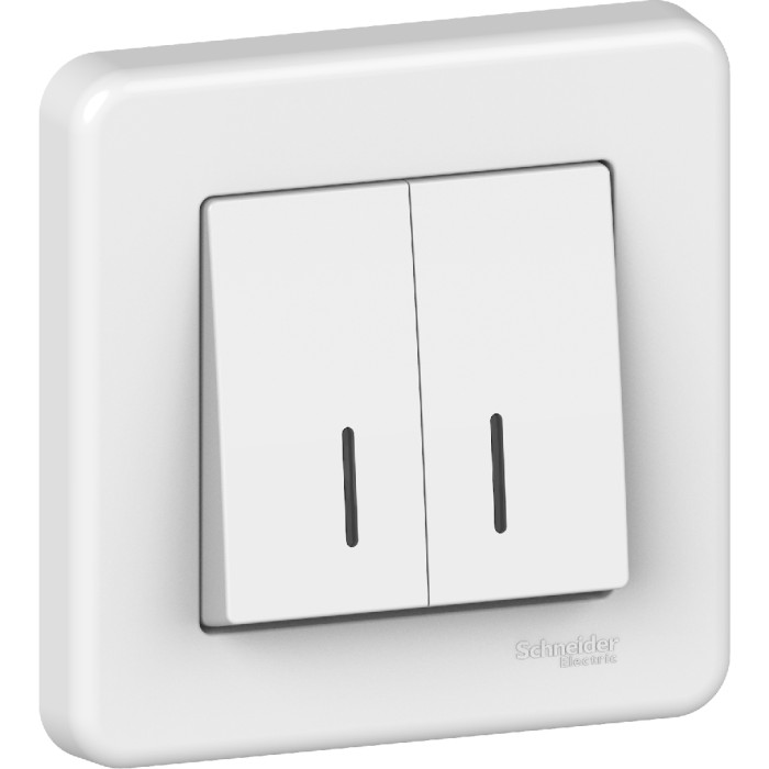Вимикач Schneider Electric Leona 2-клавішний з підсвіткою білий