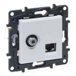 Розетка Legrand Niloe Step комбинированная TV тип F и RJ45 CAT6 UTP белый