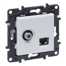 Розетка Legrand Niloe Step комбинированная TV тип F и RJ45 CAT6 UTP белый