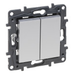 Выключатель Legrand Niloe Step 2-клавишный 10А алюминий