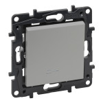 Одноклавишный выключатель Legrand Niloe Step 10А зажимной механизм с подсветкой алюминий (863311)
