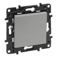 Одноклавишный выключатель Legrand Niloe Step 10А зажимной механизм с подсветкой алюминий (863311)