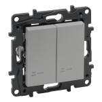 Переключатель Legrand Niloe Step 2-клавишный с подсветкой 10А алюминий