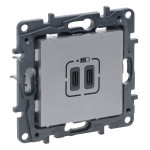 Розетка Legrand Niloe Step USB Тип С+C 15 Вт 5 В алюміній