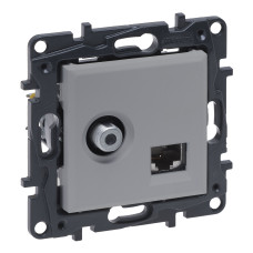 Розетка Legrand Niloe Step комбинированная TV тип F и RJ45 CAT6 UTP алюминий
