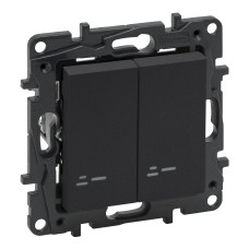 Выключатель Legrand Niloe Step 2-клавишный с подсветкой 10А сталь