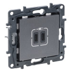 Розетка Legrand Niloe Step USB Тип C+C 15 Вт 5 В сталь