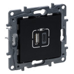 Розетка Legrand Niloe Step USB Тип А+C 12Вт+15Вт 5 В чорний