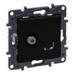 Розетка Legrand Niloe Step комбінована TV тип F та RJ45 CAT6 UTP чорний