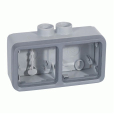 Коробка Legrand Plexo 2 п., ІР55, ІК07, 2xPG16, горизонтальная, серый