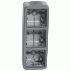 Коробка Legrand Plexo 3 п., ІР55, ІК07, с сальниками, вертикальная, серый
