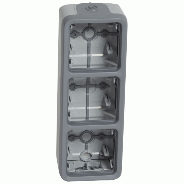 Коробка Legrand Plexo 3 п., ІР55, ІК07, с сальниками, вертикальная, серый