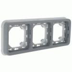 Рамка Legrand Plexo 3 п., ІР55, ІК07, суппорт, горизонтальная, серый