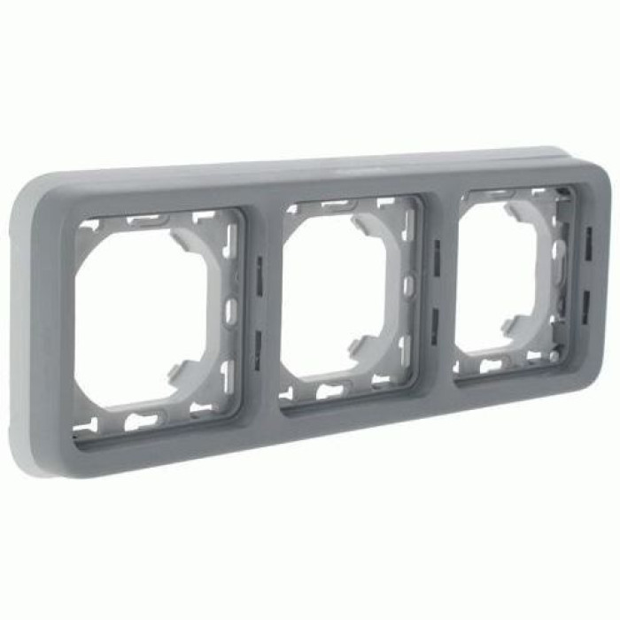 Рамка Legrand Plexo 3 п., ІР55, ІК07, суппорт, горизонтальная, серый