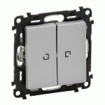 Выключатель Legrand Valena Life 2-клавишный проходной с подсветкой алюминий
