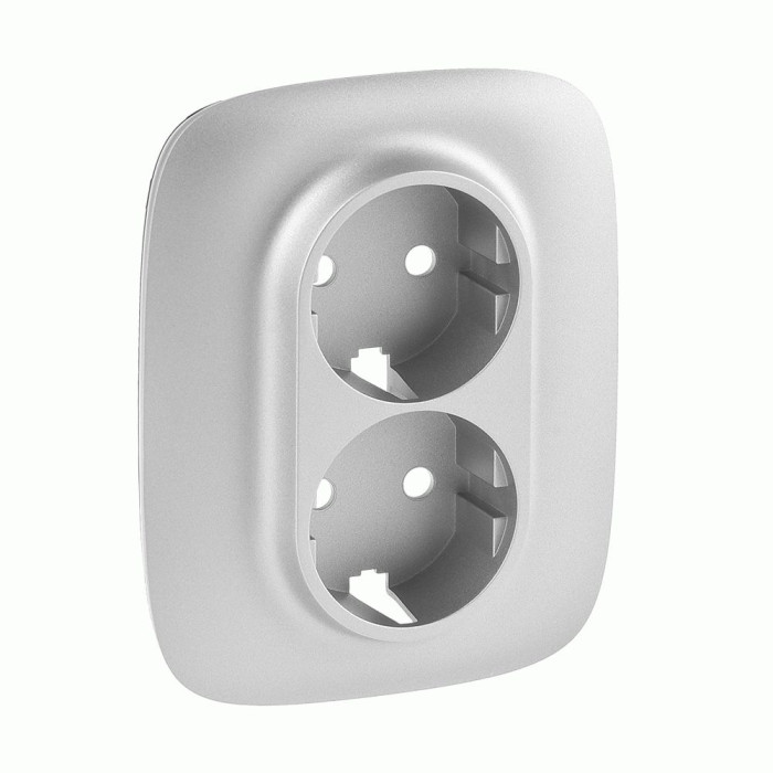 Накладка розетки Legrand Valena Allure 2хс заземлення. алюміній