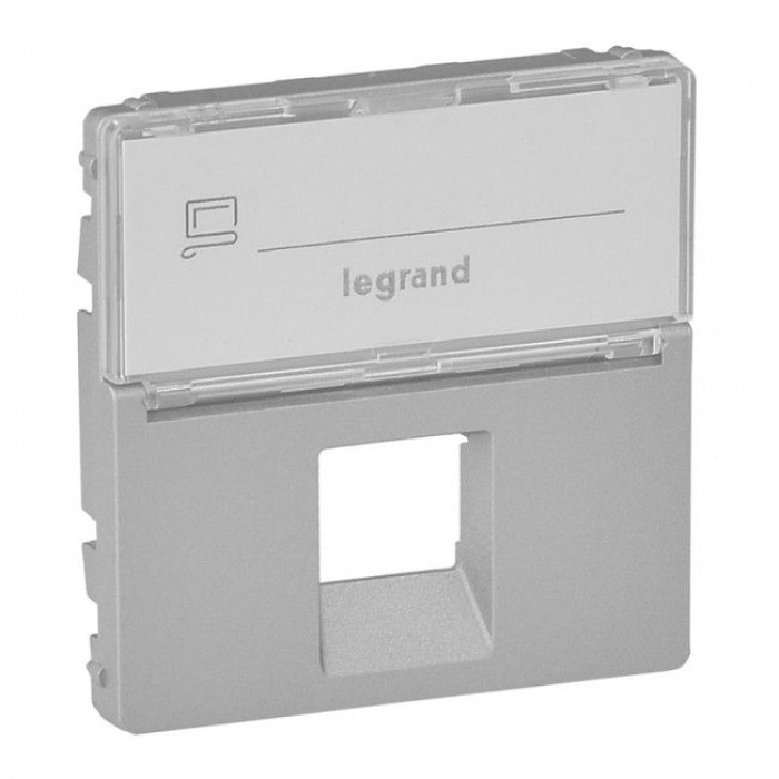 Накладка розетки Legrand Valena Life RJ11/RJ45 поле для тексту алюміній