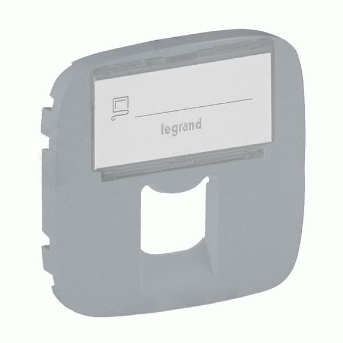 Накладка розетки Legrand Valena Allure RJ11/RJ45 поле для тексту алюміній