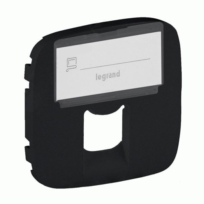 Накладка розетки Legrand Valena Allure RJ11/RJ45 поле для тексту антрацит