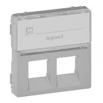 Накладка розетки Legrand Valena Life RJ11 + RJ45 поле для тексту алюміній