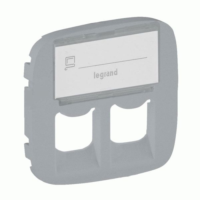 Накладка розетки Legrand Valena Allure RJ11 + RJ45 поле для тексту алюміній