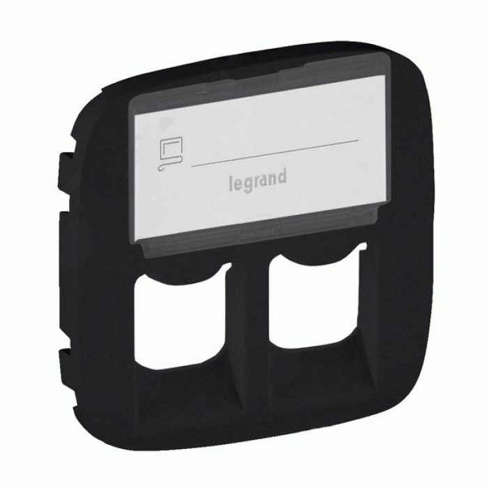 Накладка розетки Legrand Valena Allure RJ11 + RJ45 поле для тексту антрацит