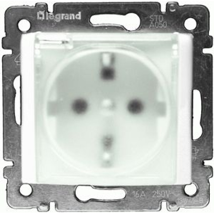 Механизм розетки с з/к и крышкой Valena IP44 белый