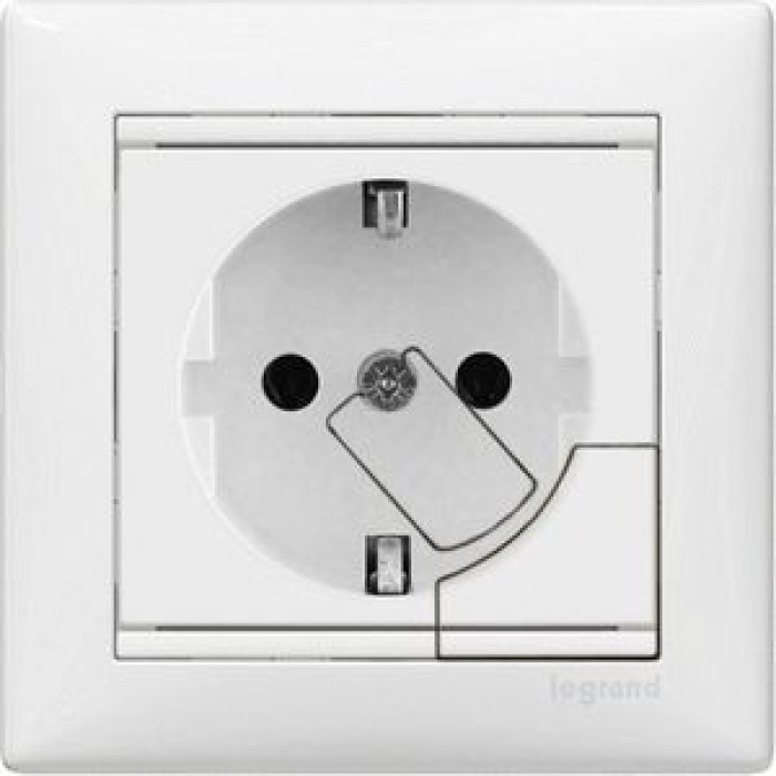 Розетка Legrand Valena с заземлением с механизмом выталкивания вилки белый