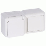 Блок Legrand Forix выключатель 1 кл. + розетка с з/к и шторками IP44 белый