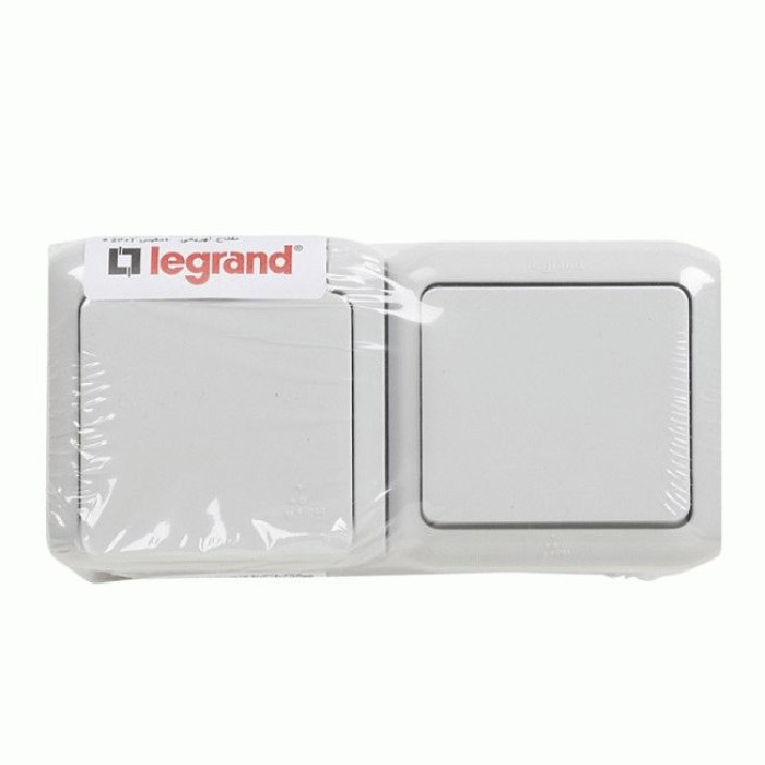 Блок Legrand Forix вимикач 1 кл. + Розетка з з/к і шторками IP44 сіра
