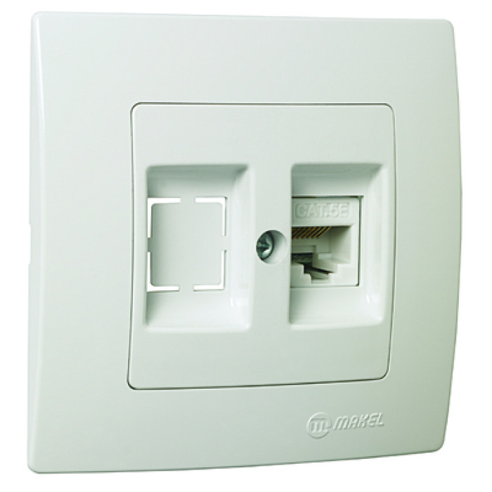 Розетка Makel Lillium Natural Kare компьютерная RJ45 cat. 5E белый (32001035)