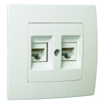 Розетка Makel Lillium Natural Kare двойная компьютерная RJ45 cat. 5E белый (32001036)