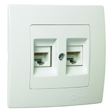 Розетка Makel Lillium Natural Kare подвійна комп'ютерна RJ45 cat. 5E білий (32001036)