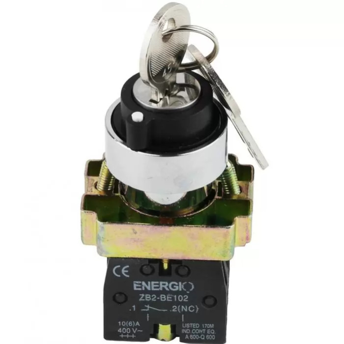 Перемикач секторний ENERGIO XB2-BG25 1-0 з ключем NO+NC