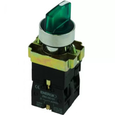 Перемикач секторний ENERGIO XB2-BK2365 1-0 з індикатором зелений NO+NC