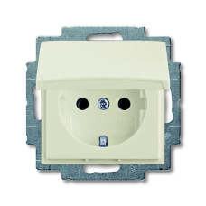 Розетка ABB Basic 55 2CKA002018A1500 20 EUK-96-507 із заземленням та з кришкою (білий шале)