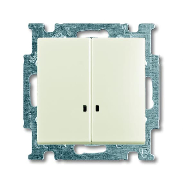 Двокнопковий вимикач ABB Basic 55 2CKA001012A2188 2006/5 UCGL-96-507 з підсвічуванням (білий шале)