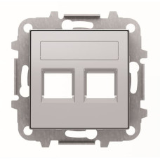 Подвійна центральна плата комунікаційної розетки ABB Sky 2CLA851820A1301 8518.2 PL (срібло)