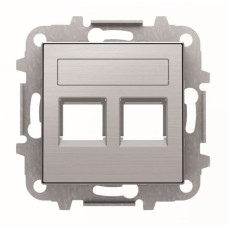 Подвійна центральна плата комунікаційної розетки ABB Sky 2CLA851820A1401 8518.2 AI (сталь)