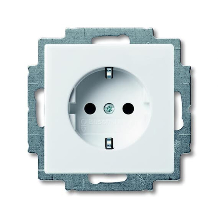Розетка ABB basic55 белая 1-я с заземлением винт.