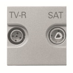 Прохідна TV-R SAT розетка ABB Zenit 2CLA225180N1301 N2251.8 PL (срібло)