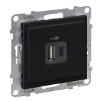Розетка USB тип А+C 12Вт+15Вт 5В Legrand SUNO чорний