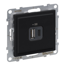 Розетка USB тип А+C 12Вт+15Вт 5В Legrand SUNO чёрный
