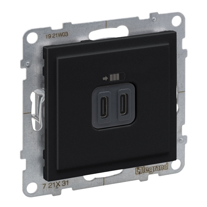 Розетка USB тип С+C 15Вт 5В Legrand SUNO чорний