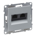 Двійна комп'ютерна розетка RJ45 Cat.5e UTP Legrand SUNO алюміній