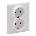Розетка двойна 2х2К+З 16А/250В зі шторками Legrand SUNO біла