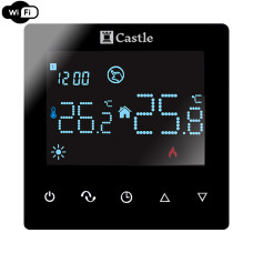 Терморегулятор програмний для теплої підлоги Castle AC606H з функцією WI-FI (Чорний)
