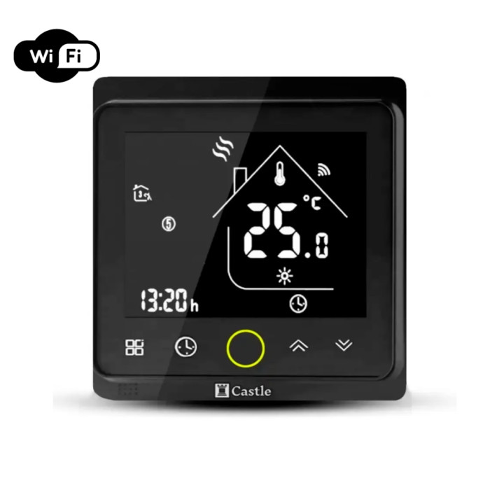 Терморегулятор програмний для теплої підлоги Castle АС603 VAB (Чорний) WI-FI