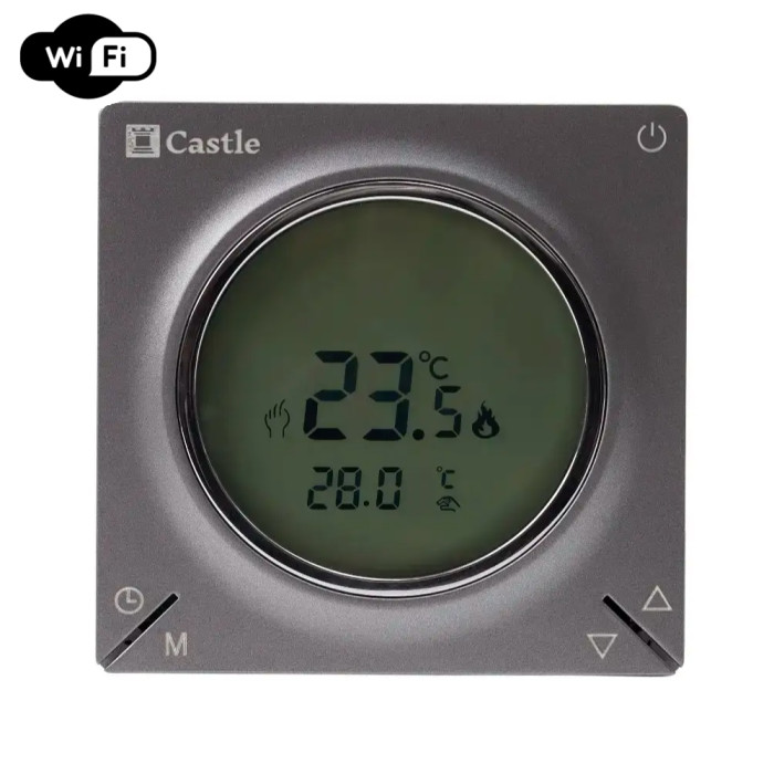 Терморегулятор програмний для теплої підлоги Castle AC829H з функцією WI-FI (Графіт)