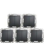 (АКЦИЯ!!! 4+1 шт.) Переключатель 2-клавишный проходной Schneider Sedna Design Черный